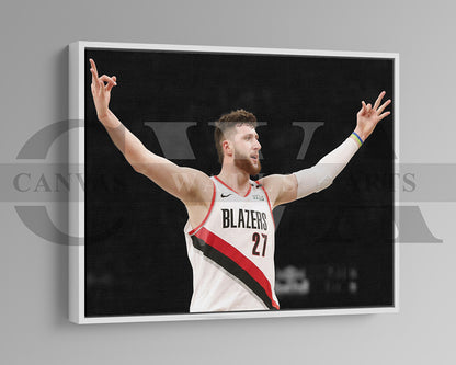 Jusuf Nurkic Black & White Canvas Art Basketball Canvas Wall Art