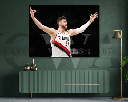 Jusuf Nurkic Black & White Canvas Art Basketball Canvas Wall Art