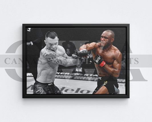 Kamaru Usman Black & White Canvas Art MMA Canvas Wall Art