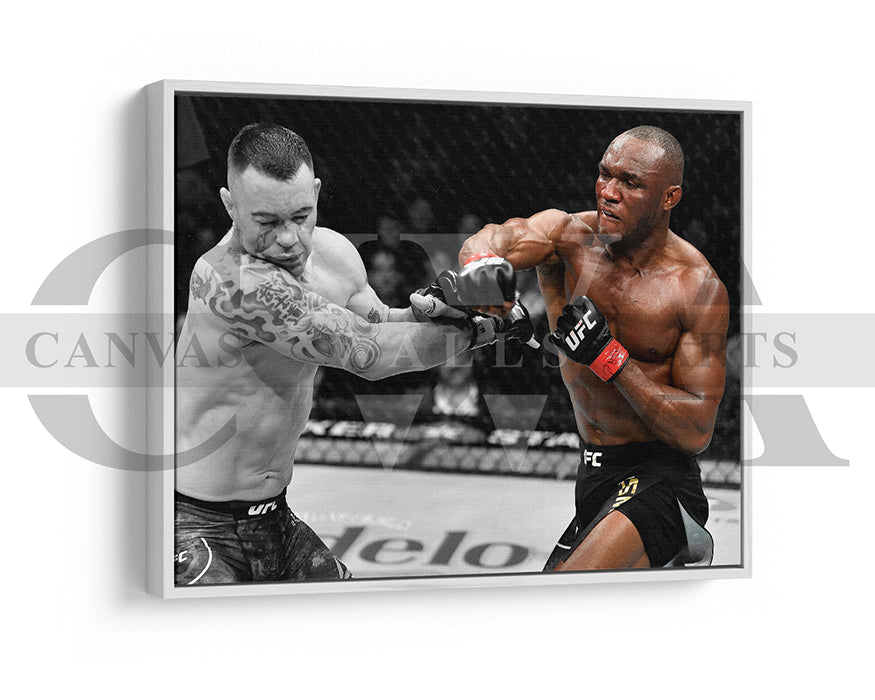 Kamaru Usman Black & White Canvas Art MMA Canvas Wall Art