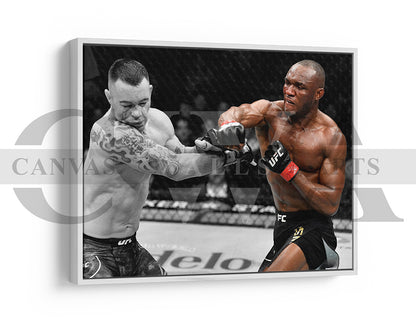 Kamaru Usman Black & White Canvas Art MMA Canvas Wall Art