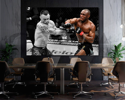 Kamaru Usman Black & White Canvas Art MMA Canvas Wall Art