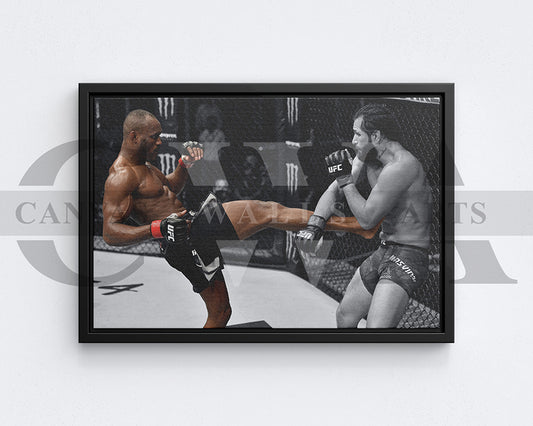 Kamaru Usman Black & White Canvas Art MMA Canvas Wall Art