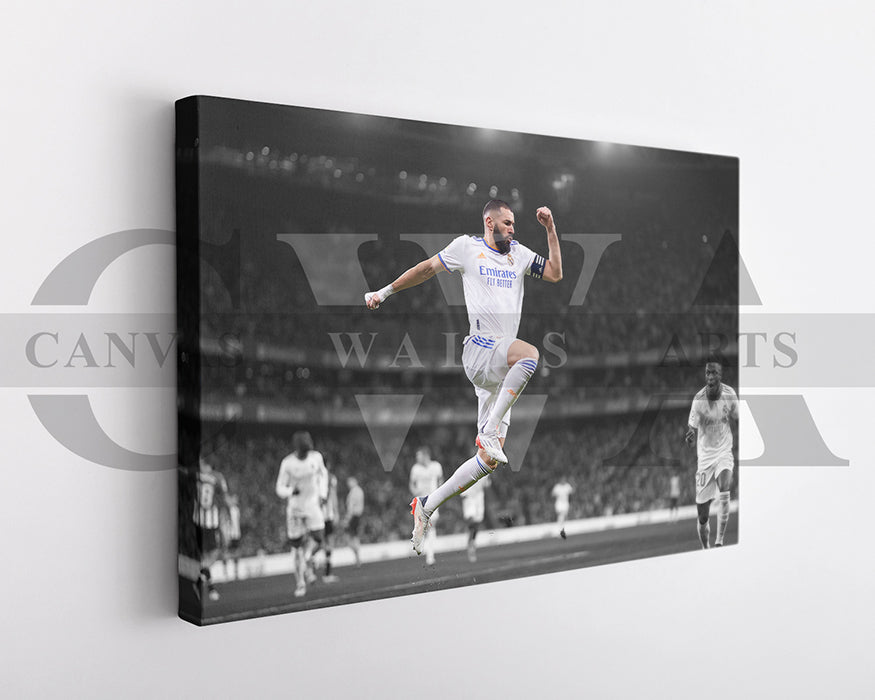 Karim Benzema Black & White Canvas Art Soccer Canvas Wall Art