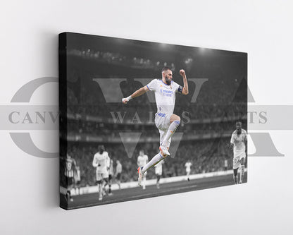 Karim Benzema Black & White Canvas Art Soccer Canvas Wall Art