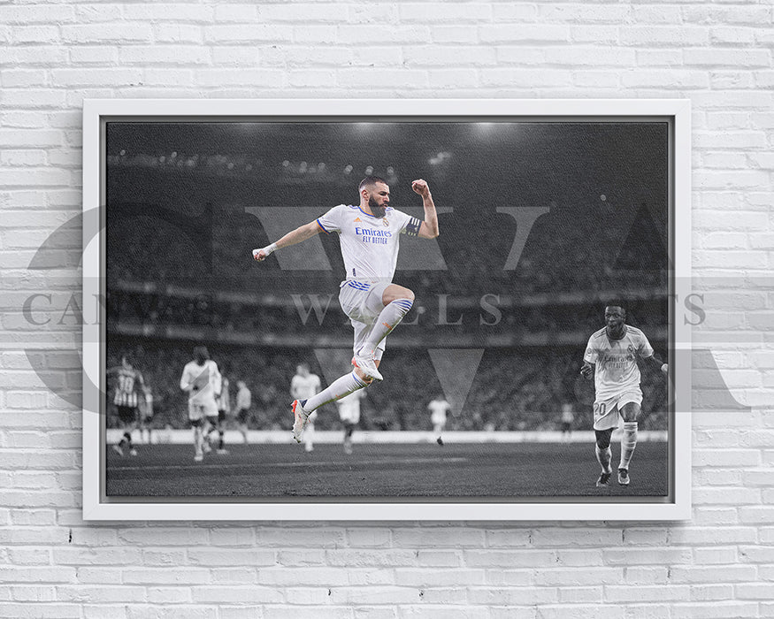 Karim Benzema Black & White Canvas Art Soccer Canvas Wall Art