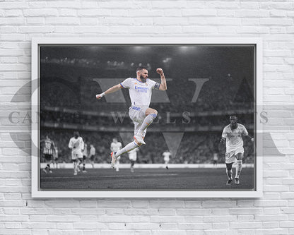 Karim Benzema Black & White Canvas Art Soccer Canvas Wall Art