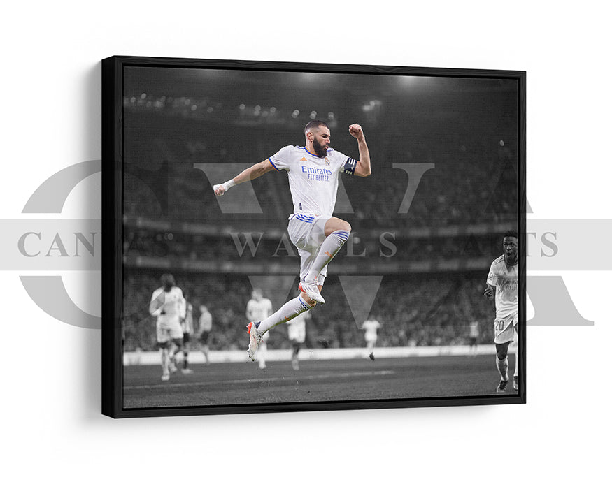 Karim Benzema Black & White Canvas Art Soccer Canvas Wall Art