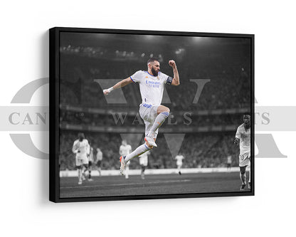 Karim Benzema Black & White Canvas Art Soccer Canvas Wall Art
