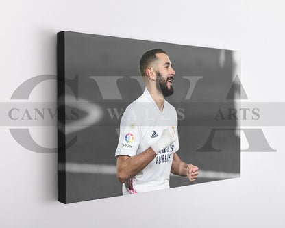 Karim Benzema Black & White Canvas Art Soccer Canvas Wall Art