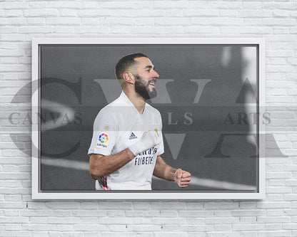 Karim Benzema Black & White Canvas Art Soccer Canvas Wall Art