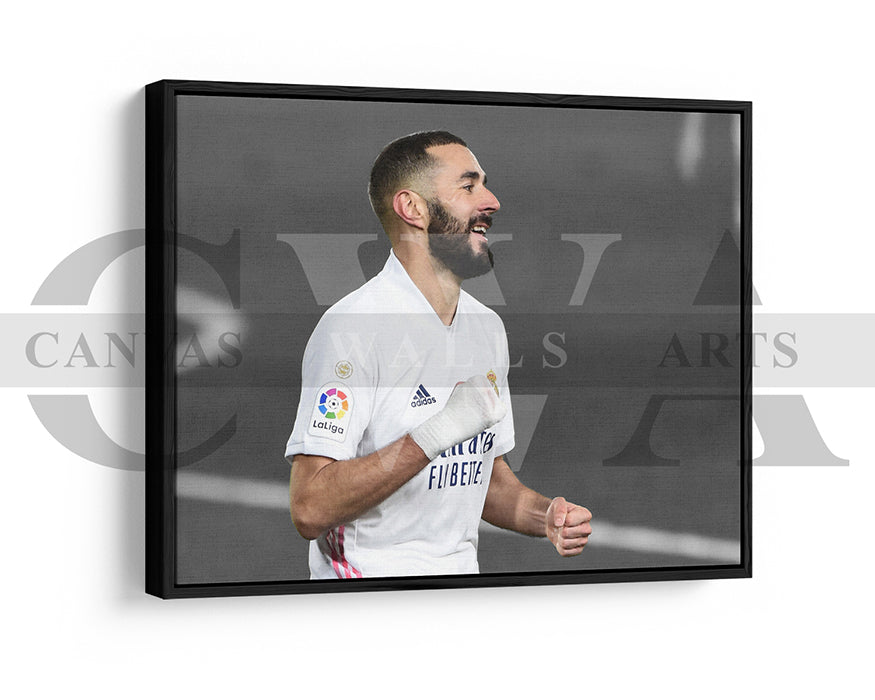 Karim Benzema Black & White Canvas Art Soccer Canvas Wall Art