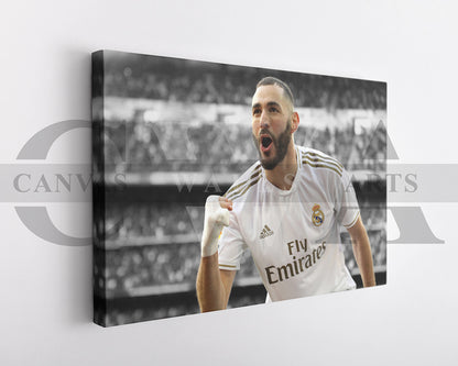 Karim Benzema Black & White Canvas Art Soccer Canvas Wall Art