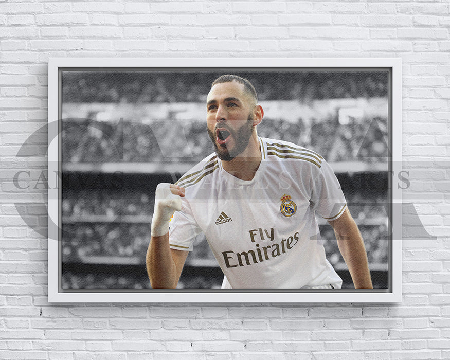 Karim Benzema Black & White Canvas Art Soccer Canvas Wall Art