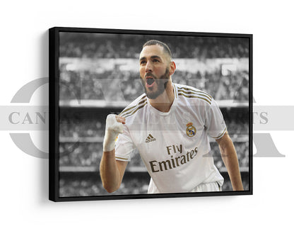 Karim Benzema Black & White Canvas Art Soccer Canvas Wall Art