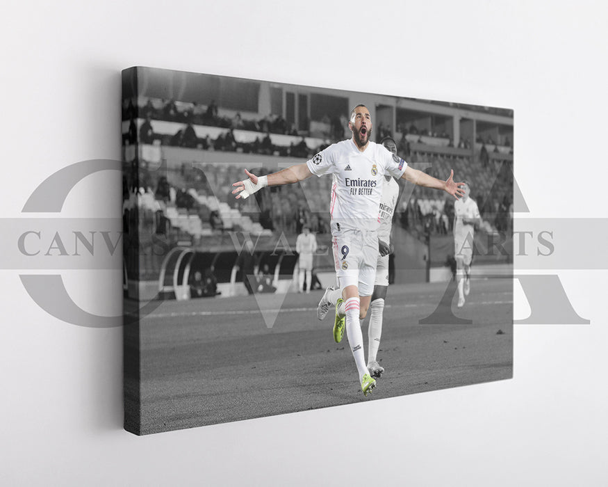Karim Benzema Black & White Canvas Art Soccer Canvas Wall Art
