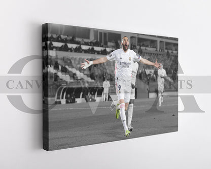 Karim Benzema Black & White Canvas Art Soccer Canvas Wall Art