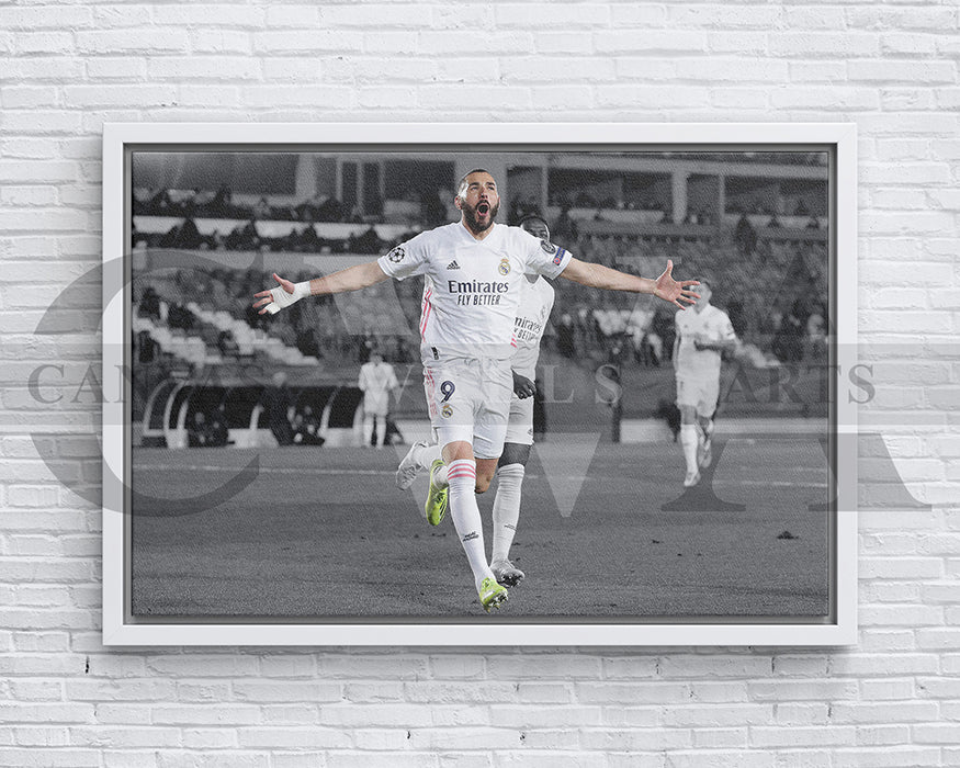 Karim Benzema Black & White Canvas Art Soccer Canvas Wall Art