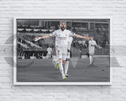 Karim Benzema Black & White Canvas Art Soccer Canvas Wall Art