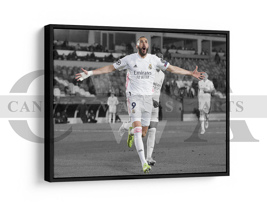 Karim Benzema Black & White Canvas Art Soccer Canvas Wall Art