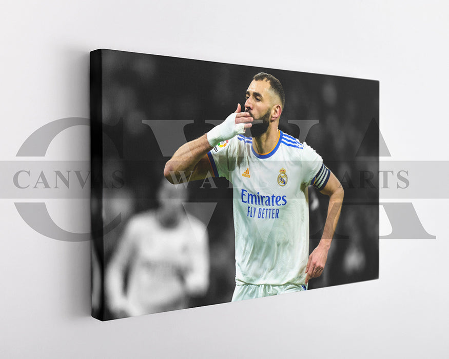 Karim Benzema Black & White Canvas Art Soccer Canvas Wall Art