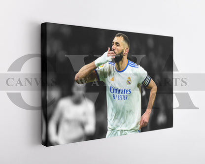 Karim Benzema Black & White Canvas Art Soccer Canvas Wall Art