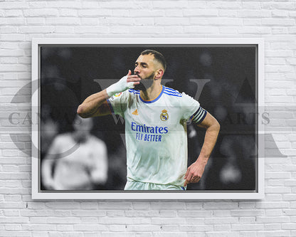Karim Benzema Black & White Canvas Art Soccer Canvas Wall Art