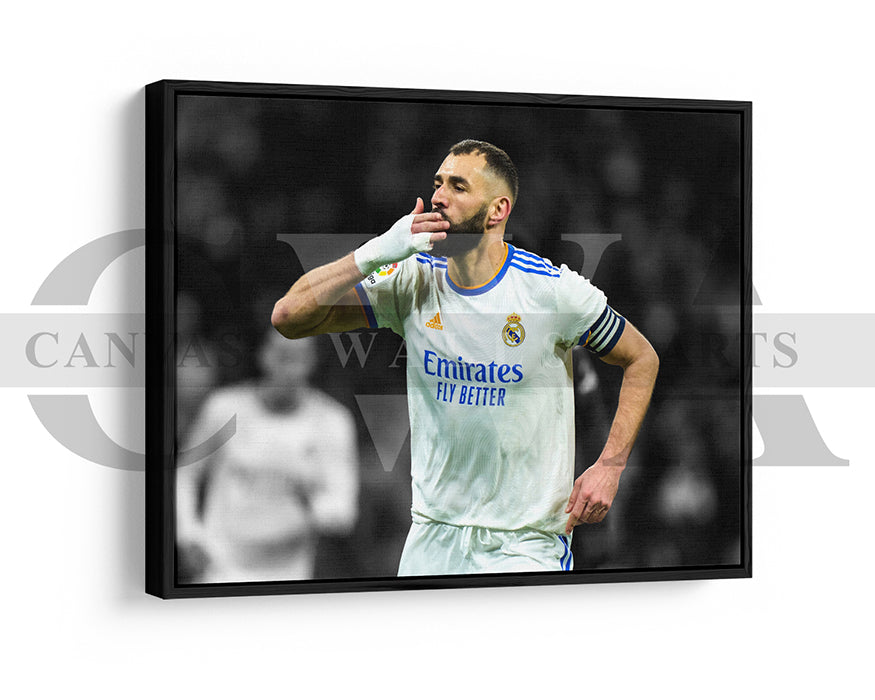 Karim Benzema Black & White Canvas Art Soccer Canvas Wall Art
