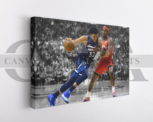 Karl-Anthony Towns Black & White Canvas Art Basketball Canvas Wall Art