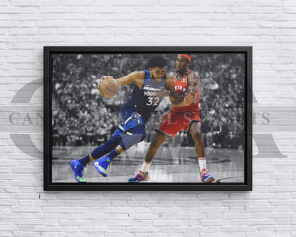 Karl-Anthony Towns Black & White Canvas Art Basketball Canvas Wall Art