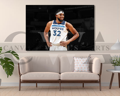 Karl-Anthony Towns Black & White Canvas Art Basketball Canvas Wall Art