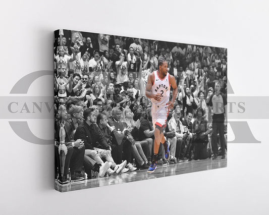 Kawhi Leonard Black & White Canvas Art Basketball Canvas Wall Art