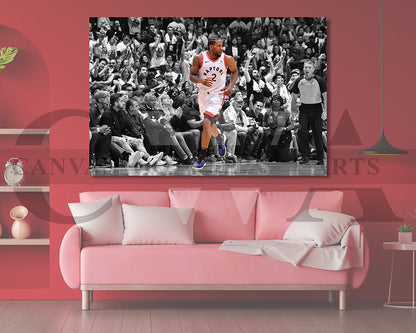 Kawhi Leonard Black & White Canvas Art Basketball Canvas Wall Art