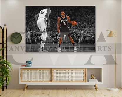 Kawhi Leonard Black & White Canvas Art Basketball Canvas Wall Art