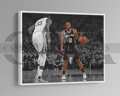 Kawhi Leonard Black & White Canvas Art Basketball Canvas Wall Art
