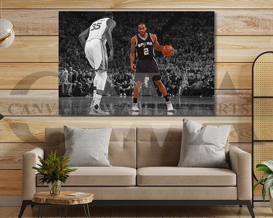 Kawhi Leonard Black & White Canvas Art Basketball Canvas Wall Art