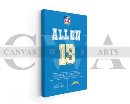 Keenan Allen Jersey Canvas Wall Art NFL Jersey Poster Print Canvas Frame Ready To Hang