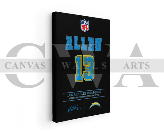 Keenan Allen Jersey Canvas Wall Art NFL Jersey Poster Print American Football Jersey Canvas Print