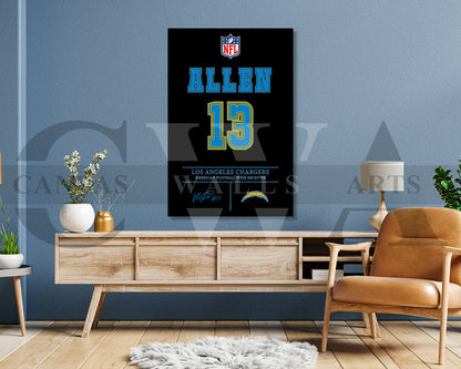 Keenan Allen Jersey Canvas Wall Art NFL Jersey Poster Print American Football Jersey Canvas Print
