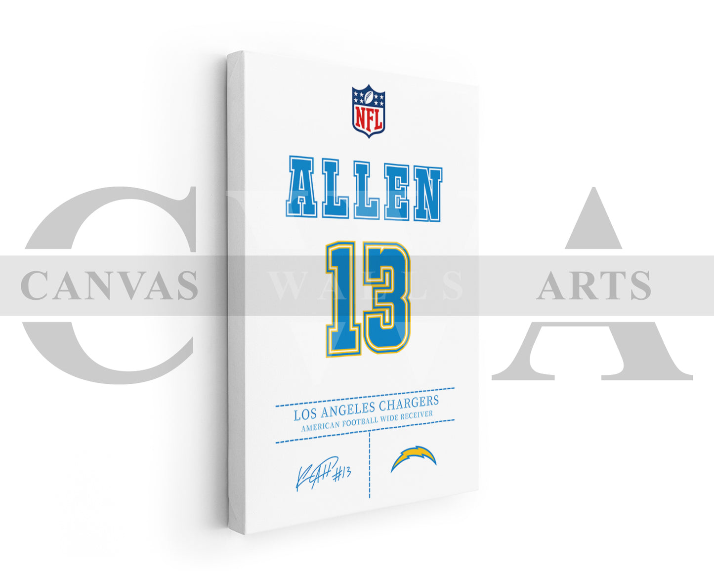 Keenan Allen Jersey Canvas Wall Art NFL Jersey Poster Print Sports Canvas Frame Ready To Hang