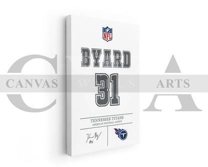 Kevin Byard III Jersey Canvas Wall Art NFL Jersey Poster Print Canvas Frame Ready To Hang