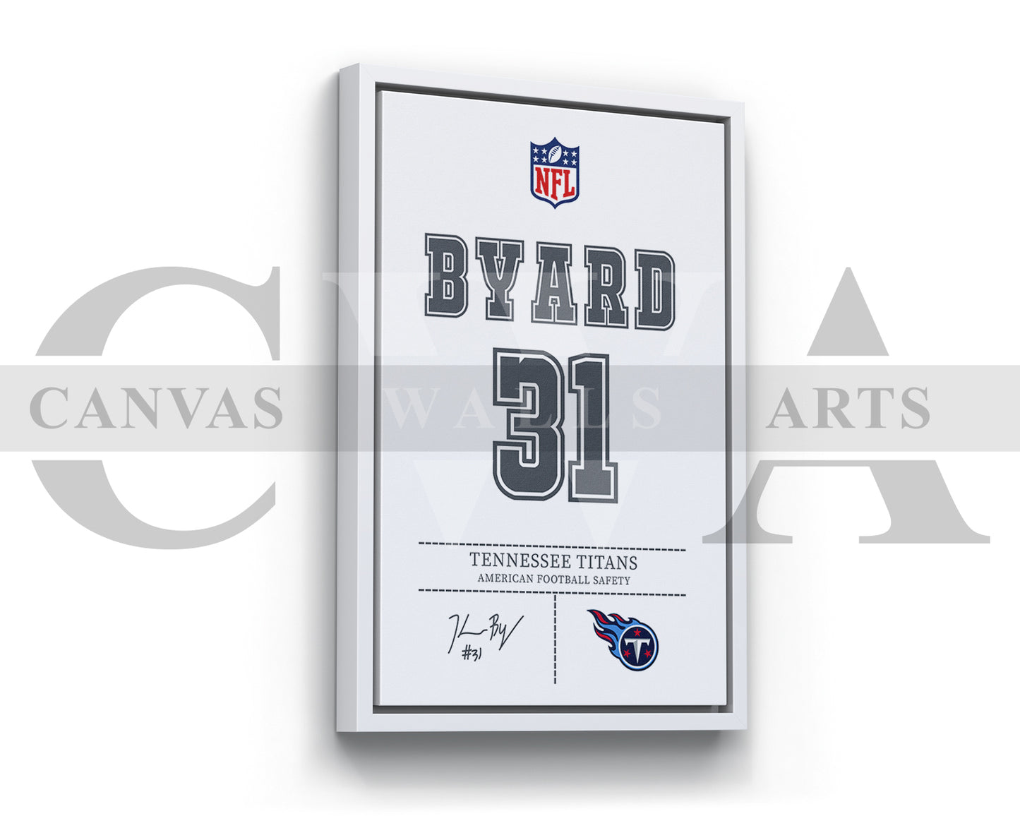 Kevin Byard III Jersey Canvas Wall Art NFL Jersey Poster Print Canvas Frame Ready To Hang