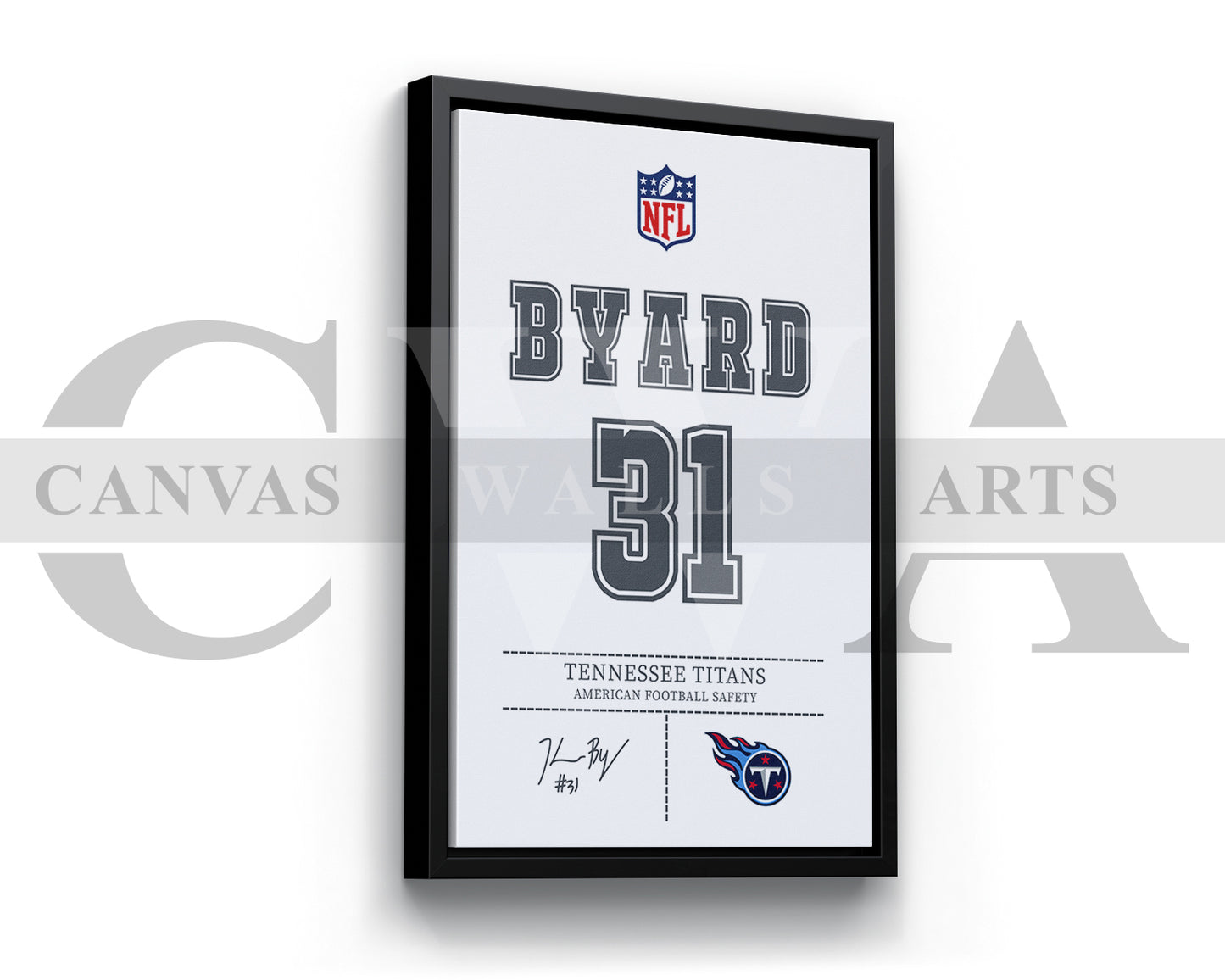 Kevin Byard III Jersey Canvas Wall Art NFL Jersey Poster Print Canvas Frame Ready To Hang