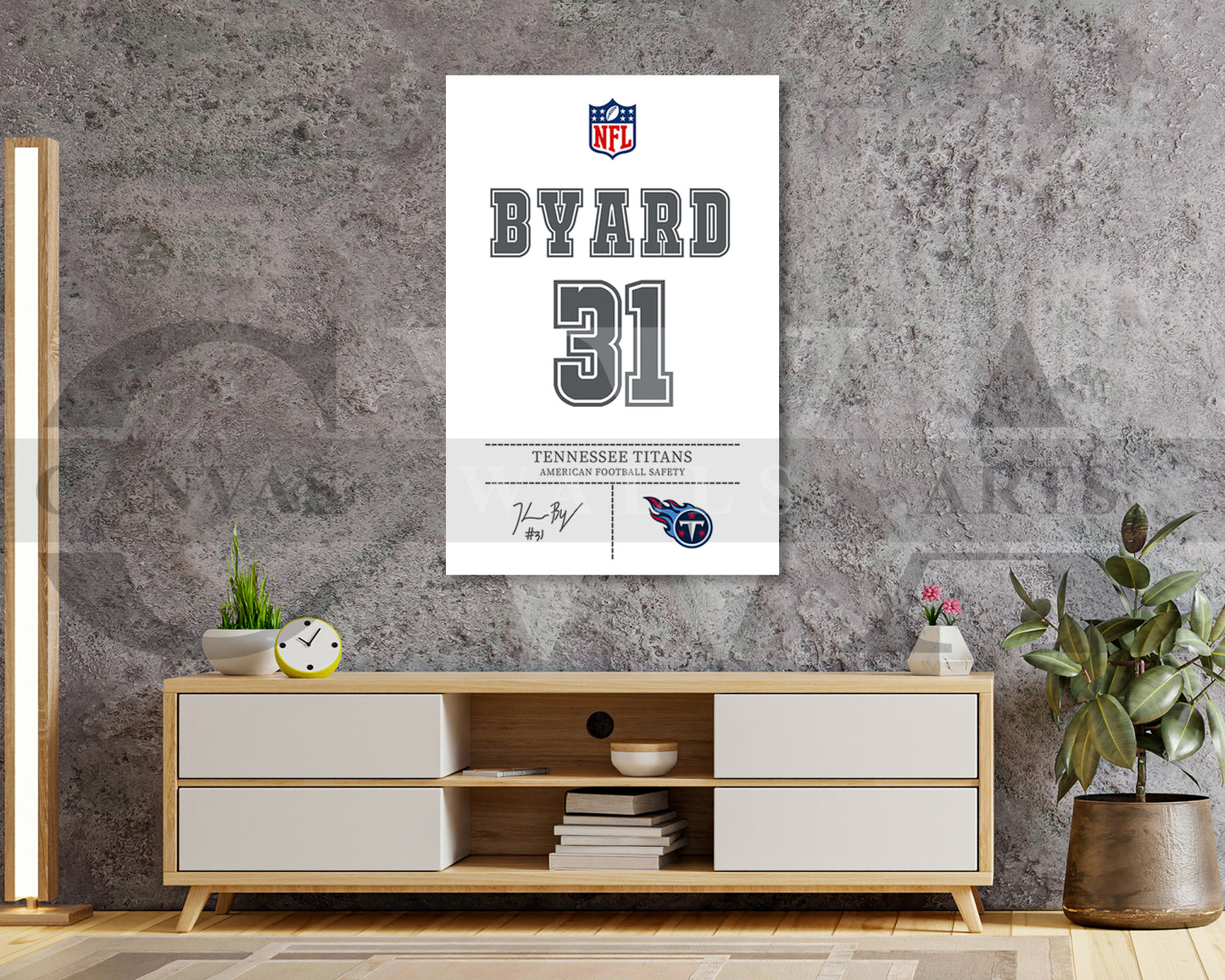 Kevin Byard III Jersey Canvas Wall Art NFL Jersey Poster Print Canvas Frame Ready To Hang