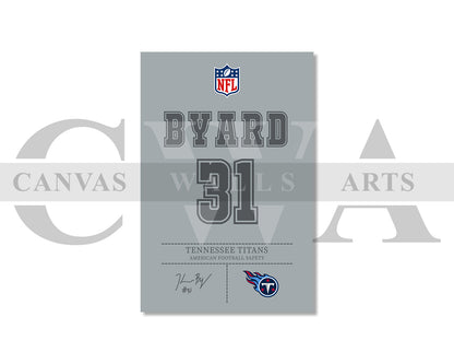 Kevin Byard Jersey Canvas Wall Art NFL Jersey Poster Print Canvas Frame Ready To Hang