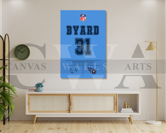 Kevin Byard III Jersey Canvas Wall Art NFL Jersey Poster Print American Football Sports Canvas Print