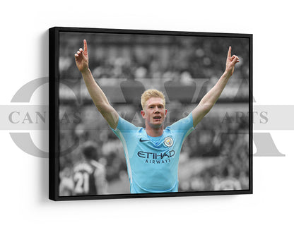 Kevin De Bruyne Black & White Canvas Art Soccer Canvas Wall Art