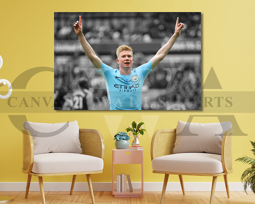 Kevin De Bruyne Black & White Canvas Art Soccer Canvas Wall Art