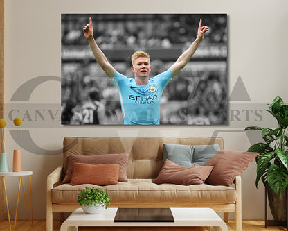 Kevin De Bruyne Black & White Canvas Art Soccer Canvas Wall Art