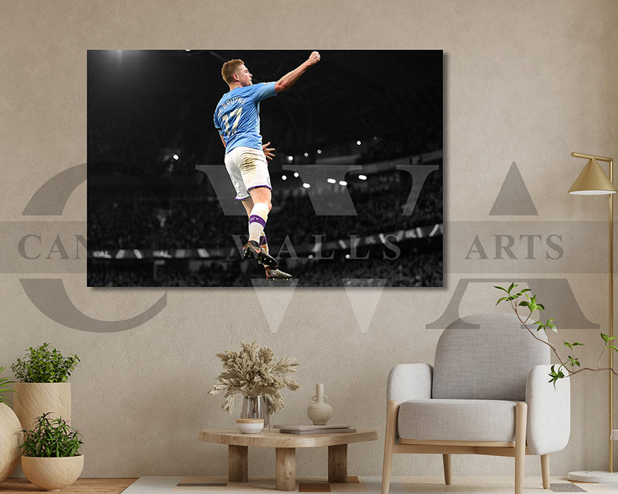 Kevin De Bruyne Black & White Canvas Art Soccer Canvas Wall Art